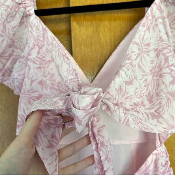 Hello Molly Cute Gaze Ruffle Tiered Mini Dress in Pink Floral Size 4 Small - Picture 7 of 13